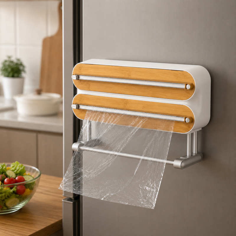 Kitchen Baking Tray Organizer - Dispenser Magnetico Tagliacarta per Pellicola Alimentare,