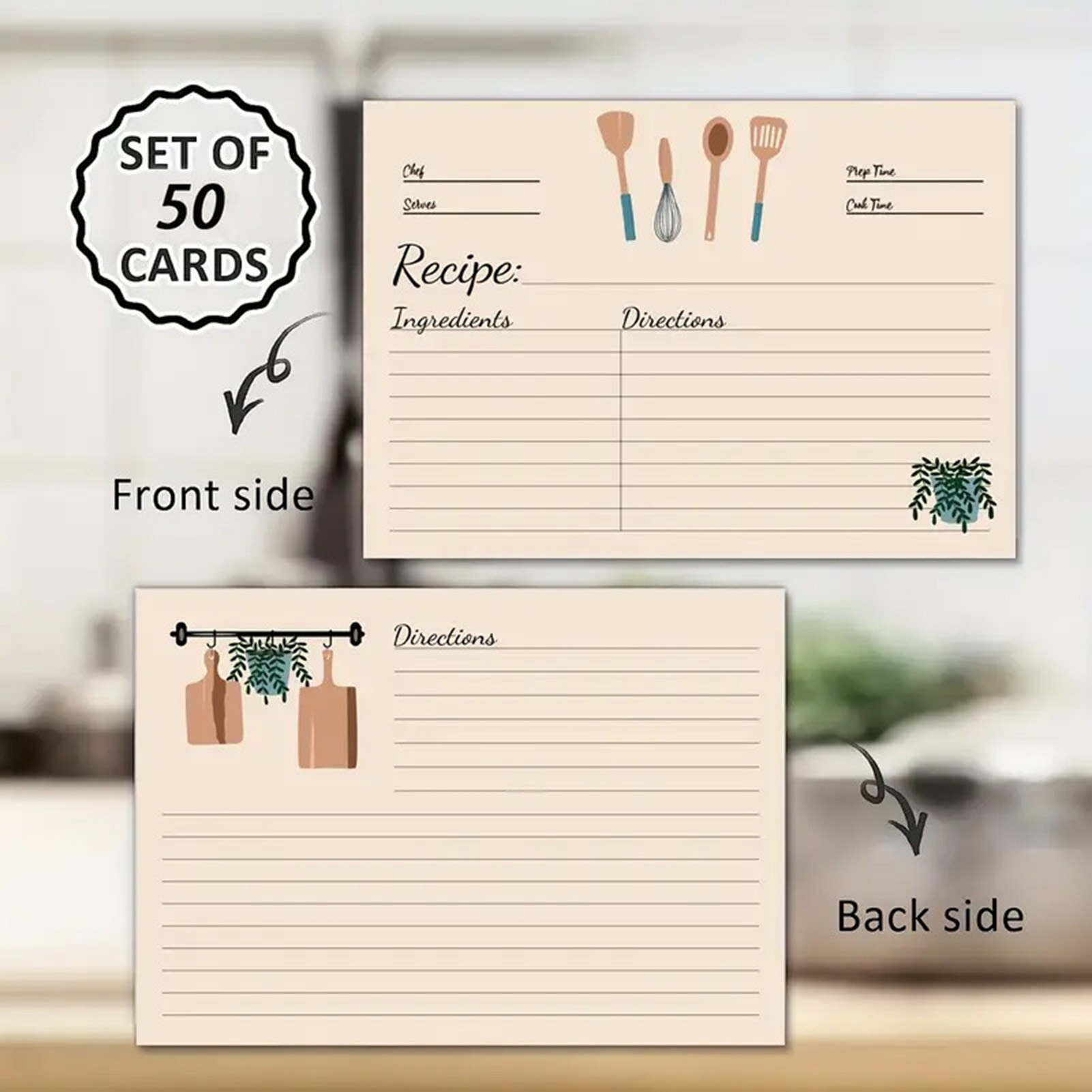 Kitchen Baking Sheet Organizer - 50 Fogli di Carte Ricettari per