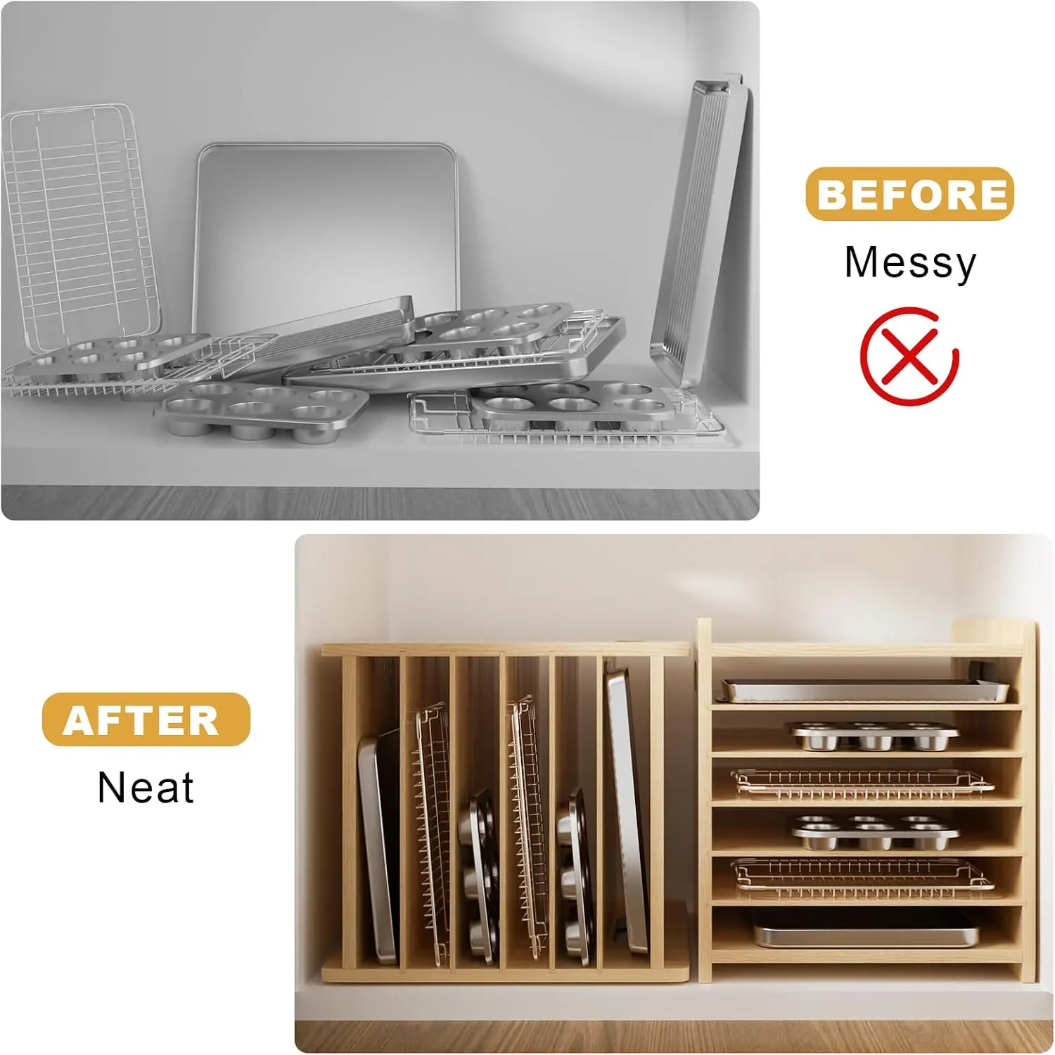 Divisori in legno a 7 livelli  - Kitchen Baking Sheet Organizer recensione e prezzo