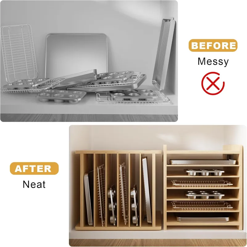 Divisori in legno a 7 livelli  - Kitchen Baking Sheet Organizer recensione e prezzo