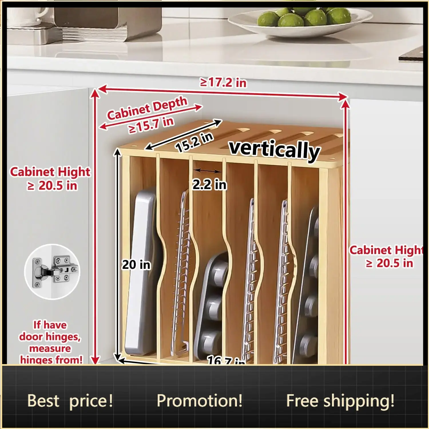 Divisori in Legno per Armadiet - Kitchen Baking Sheet Organizer recensione e prezzo