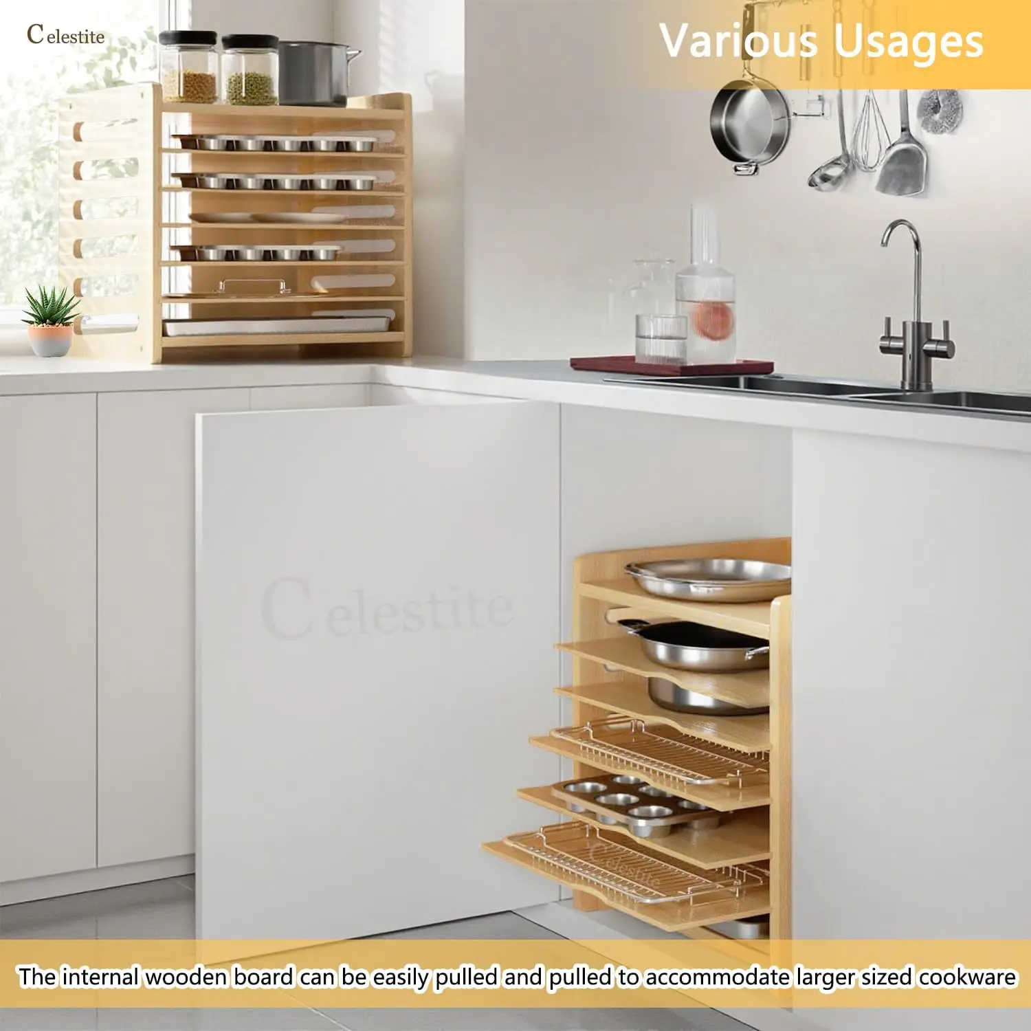 Divisori in Legno per Armadiet - Kitchen Baking Sheet Organizer recensione e prezzo